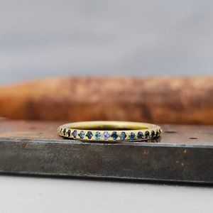 Sapphire ring. 14K Yellow gold ring with 38 blue Sapphire. Unique handmade ring.